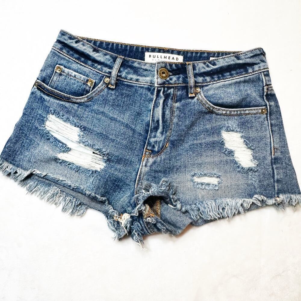 BullHead High Rise Shorts sz 3 Distressed Jean Shorts